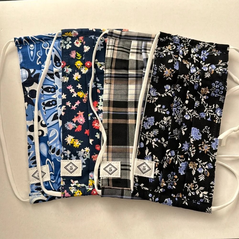 Lot of 4 Vera Bradley Floral Plaid Face Masks C28